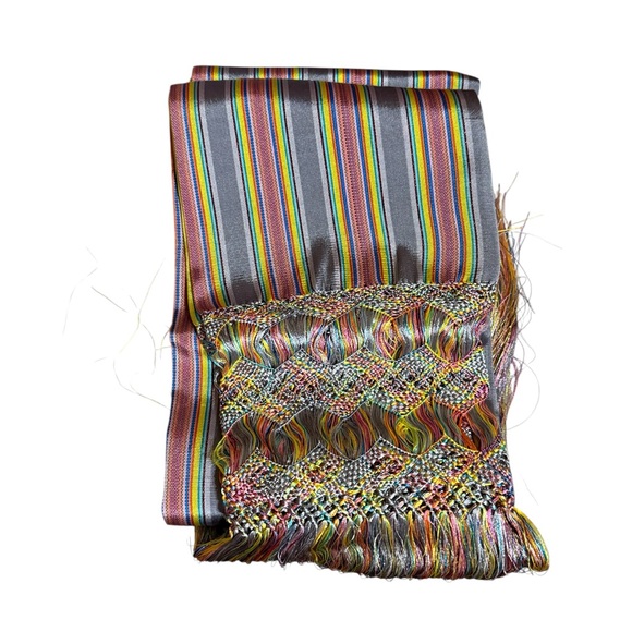 Mexican Shawl, Mexican Pashmina, Striped Shawl, Handcrafted Shawl, Rebozo - Picture 2 of 16